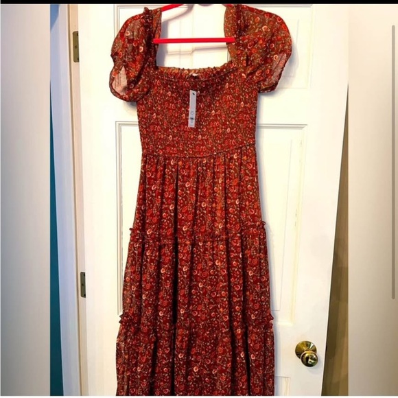 Francesca's Collections Red Fall Floral Maxi Dress - Picture 1 of 2